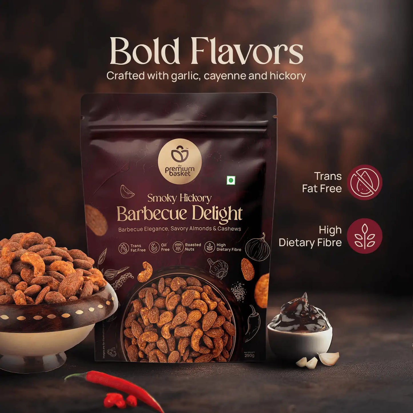 The Premium Basket Smoky Hickory Barbecue Almonds & Cashew