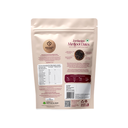 Dates pouch back label, white and burgundy for Premium Dates Trio