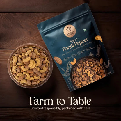 Spiced Pondi Pepper Almonds & Cashew