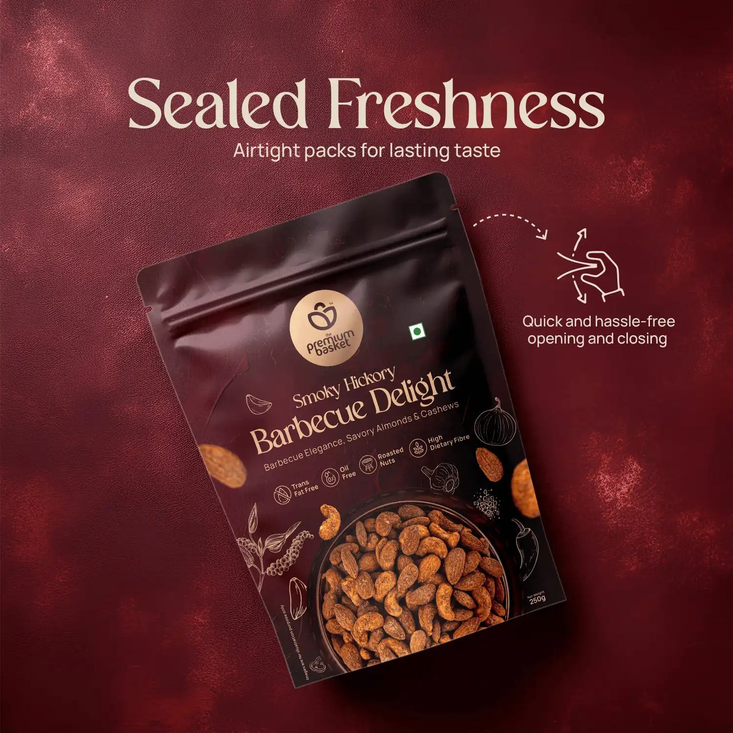 The Premium Basket Smoky Hickory Barbecue Almonds & Cashew