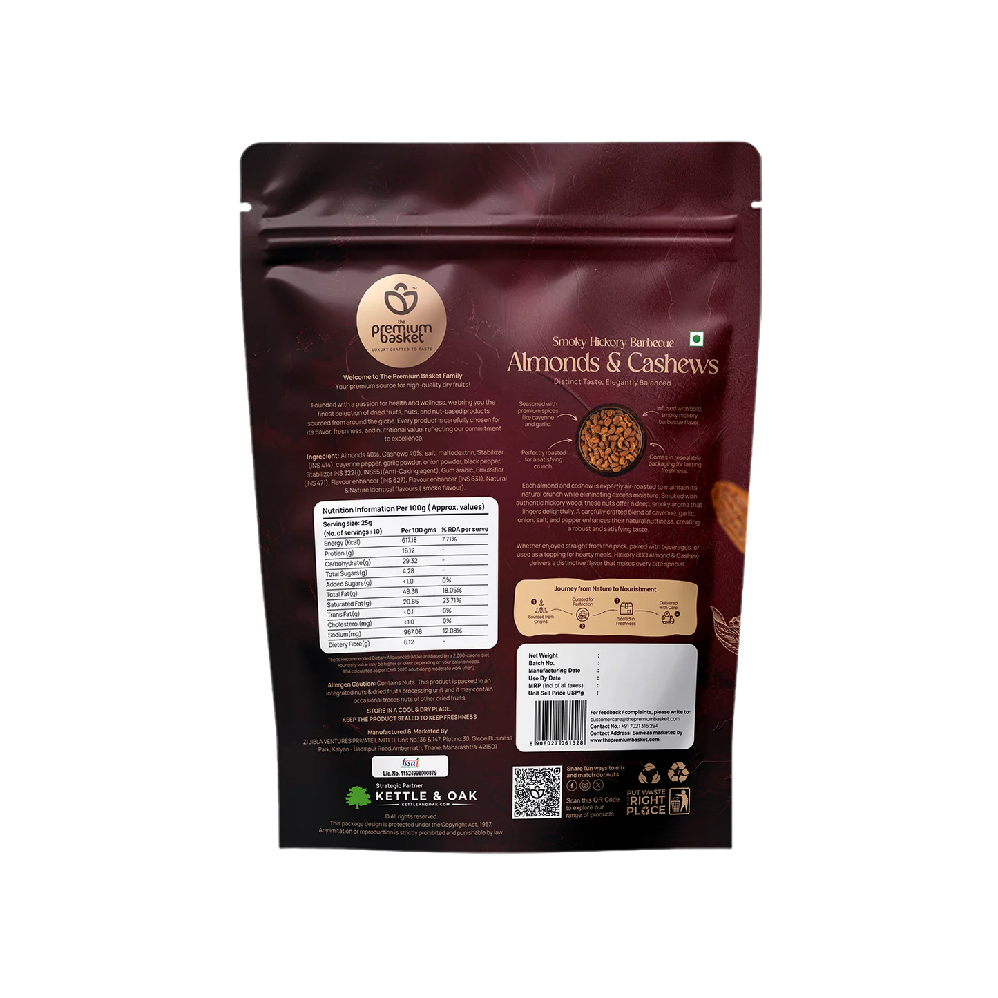 The Premium Basket Smoky Hickory Barbecue Almonds & Cashew