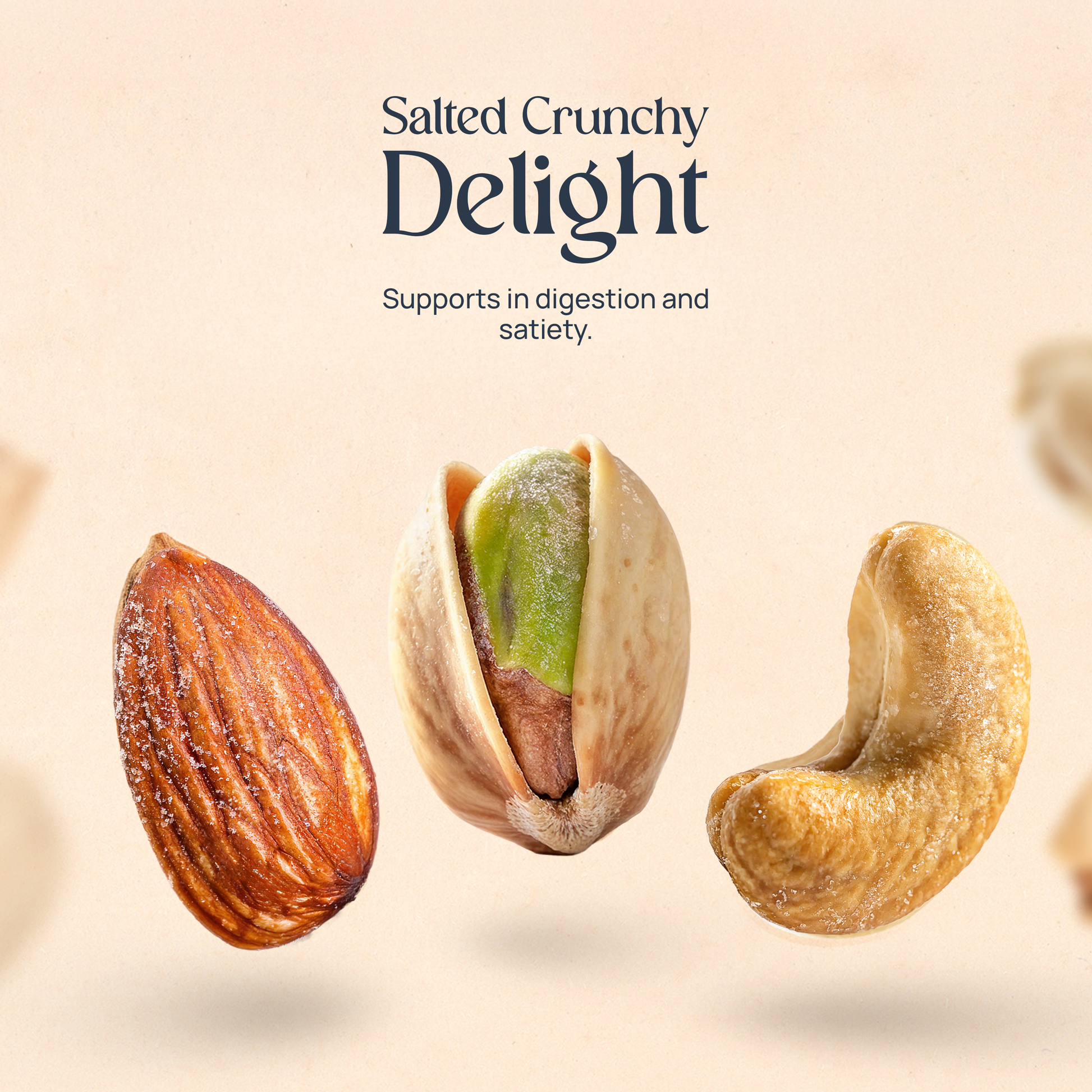 Salted mixed nuts pieces in shell halves and kernels