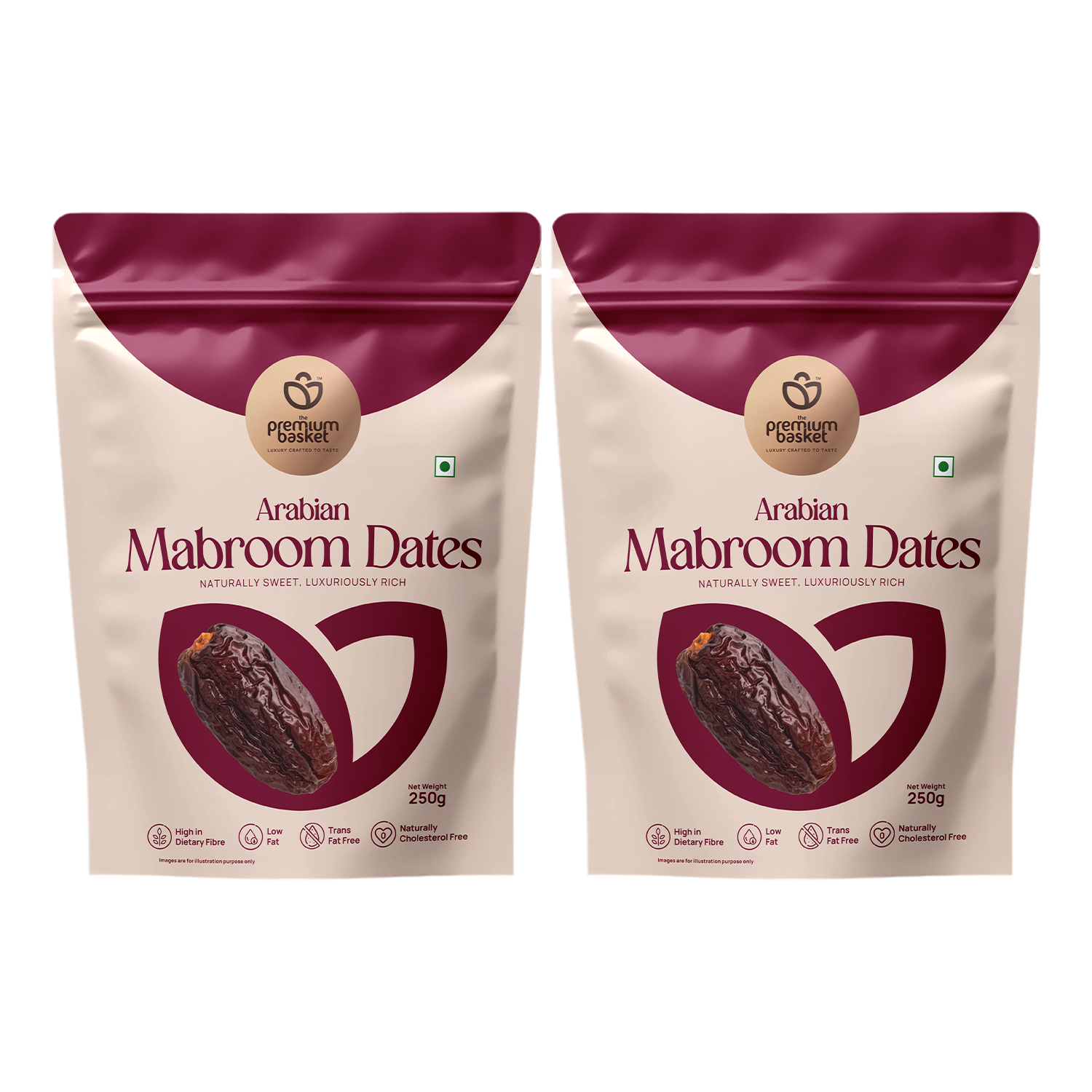 Mabroom dates pouches, 250g, two pack