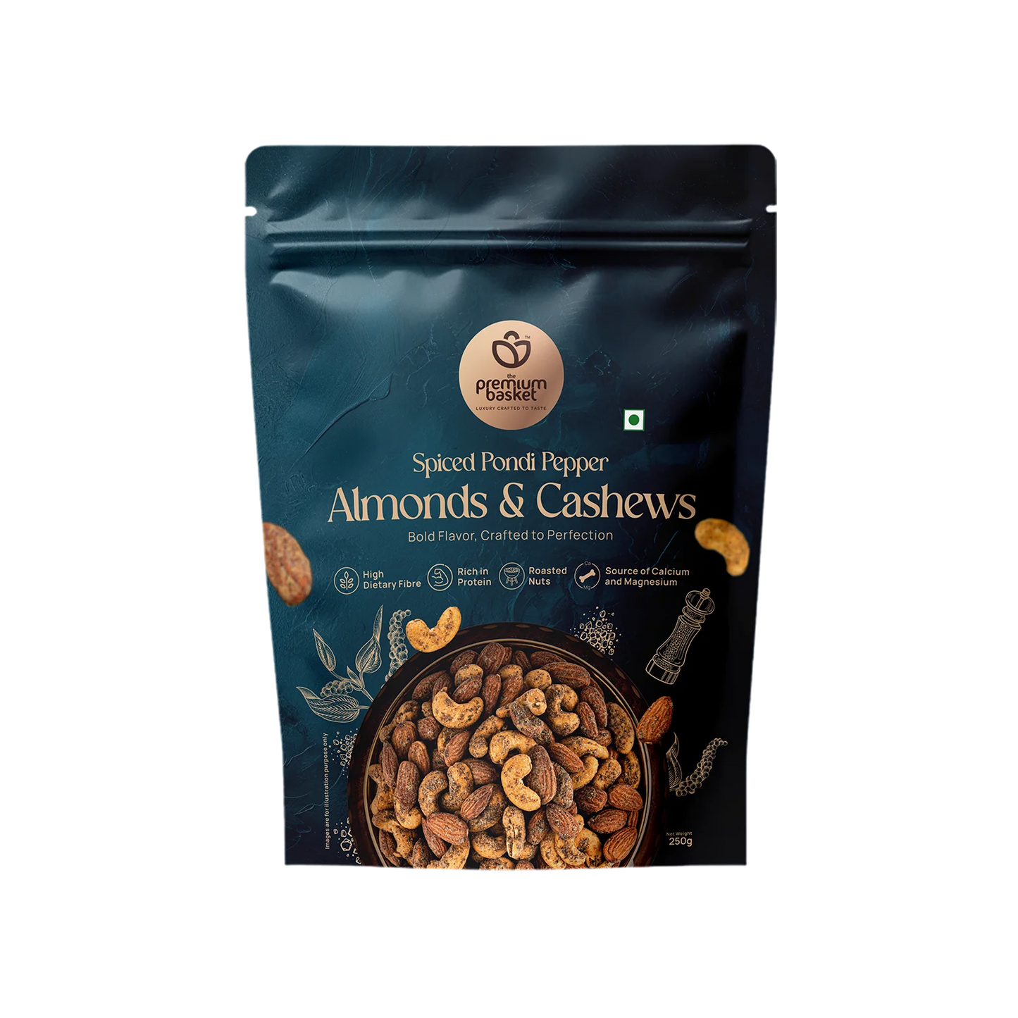 Spiced Pondi Pepper Almonds & Cashew
