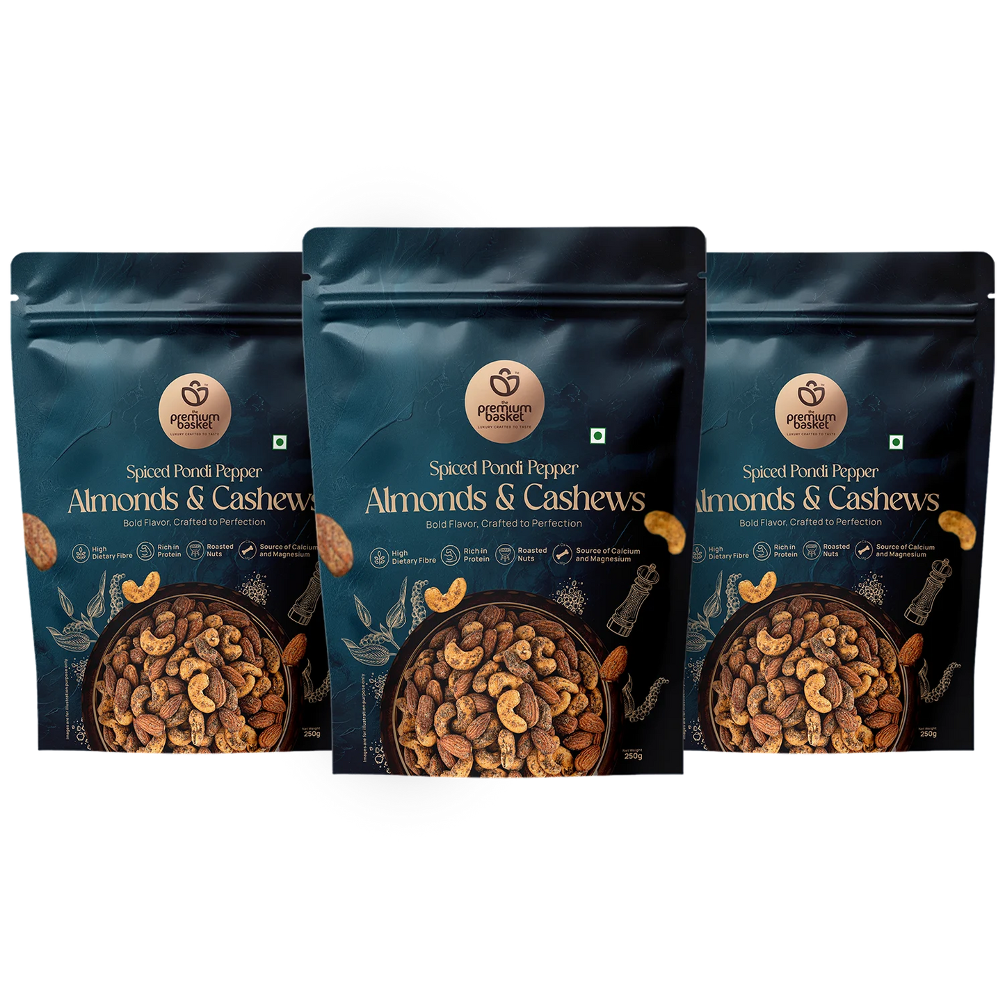 Spiced Pondi Pepper Almonds & Cashew